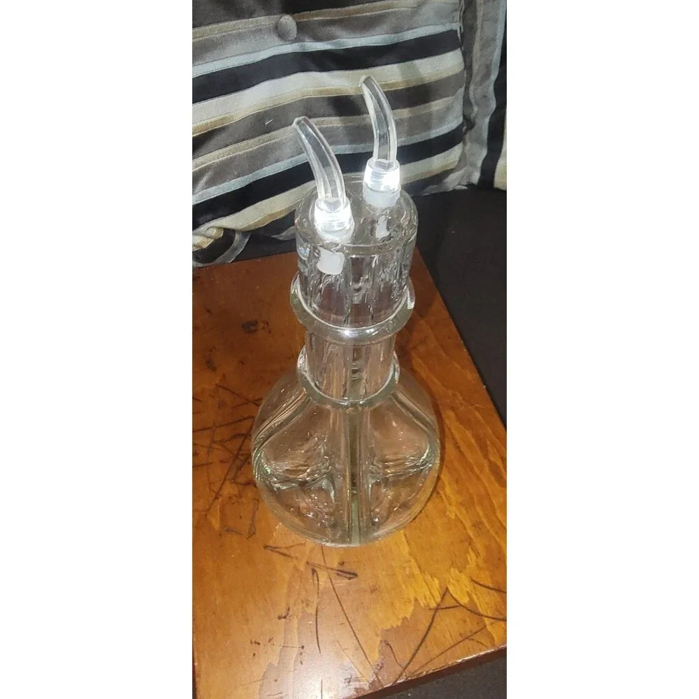 Vintage Hand Blown Glass 4-Chamber Decanter Cruet Liqueurs Made n FRANCE 60s 70s